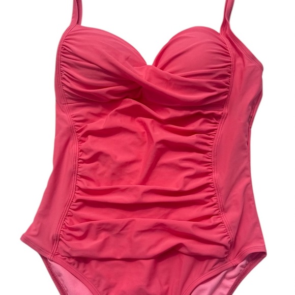 La blanca Vibrant Coral One-Piece Swimsuit  beach resort vacation summer size 8 - Picture 3 of 16